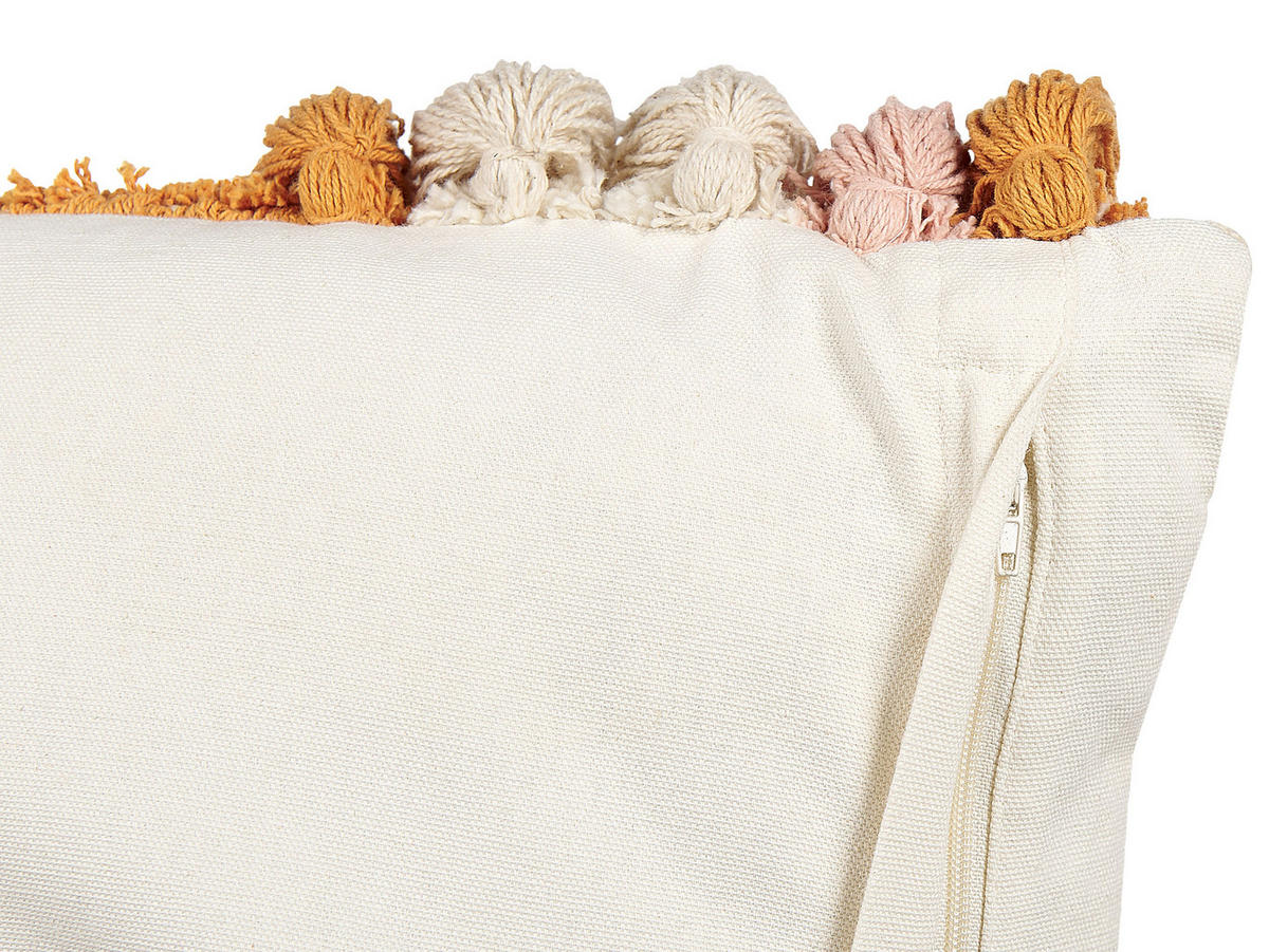DEKOKISSEN 2er-Set Hellbeige 45/45 cm Lablab - Beige, Naturmaterialien/Textil (45/45cm) - Beliani