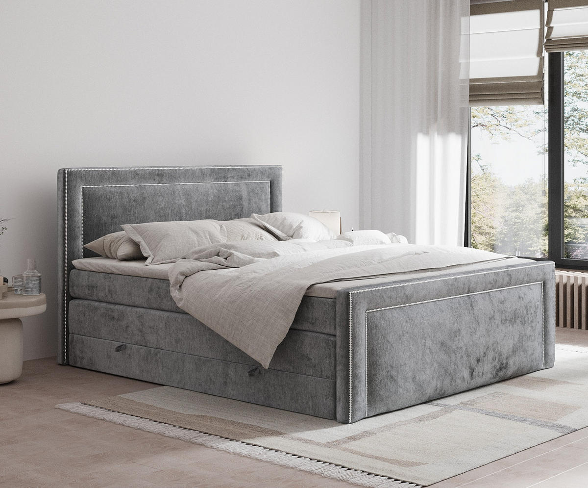 BOXSPRINGBETT Luxora Grau 160/200 cm - Schwarz/Grau, Holz/Holzwerkstoff (160/200cm) - Maison de Reve