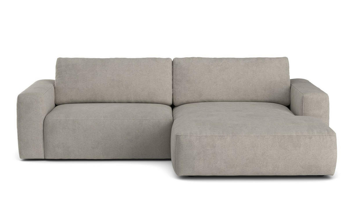 ECKSOFA mit losen Rückenkissen, wasserabweisender All Senses Stoff - Hellgrau/Schwarz, Holz/Kunststoff (175/288cm) - Cotta