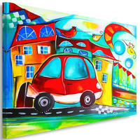 LEINWANDBILD Rotes Auto - Multicolor, Textil (120/80cm) - Feeby