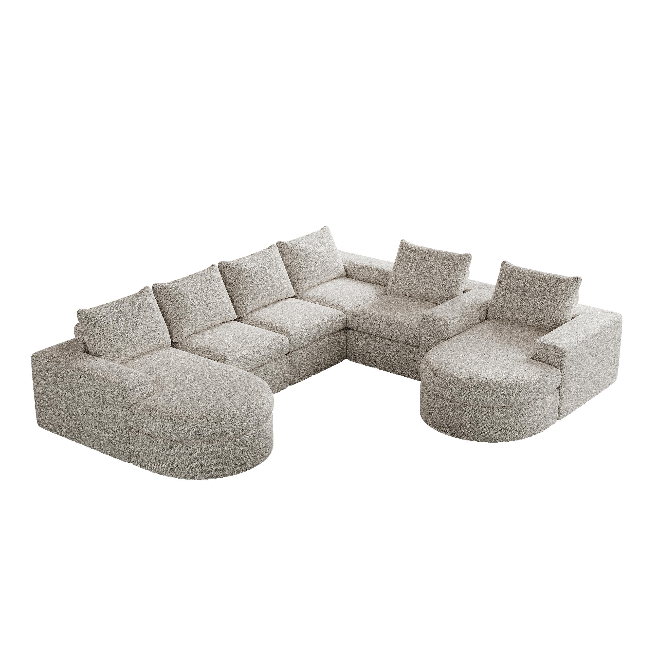 SCHLAFSOFA aus Chenille mit Liegestuhl, 2-teilig - Beige, Textil (322.5/81.2/217.7cm)