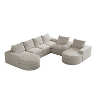 SCHLAFSOFA aus Chenille mit Liegestuhl, 2-teilig - Beige, Textil (322.5/81.2/217.7cm)
