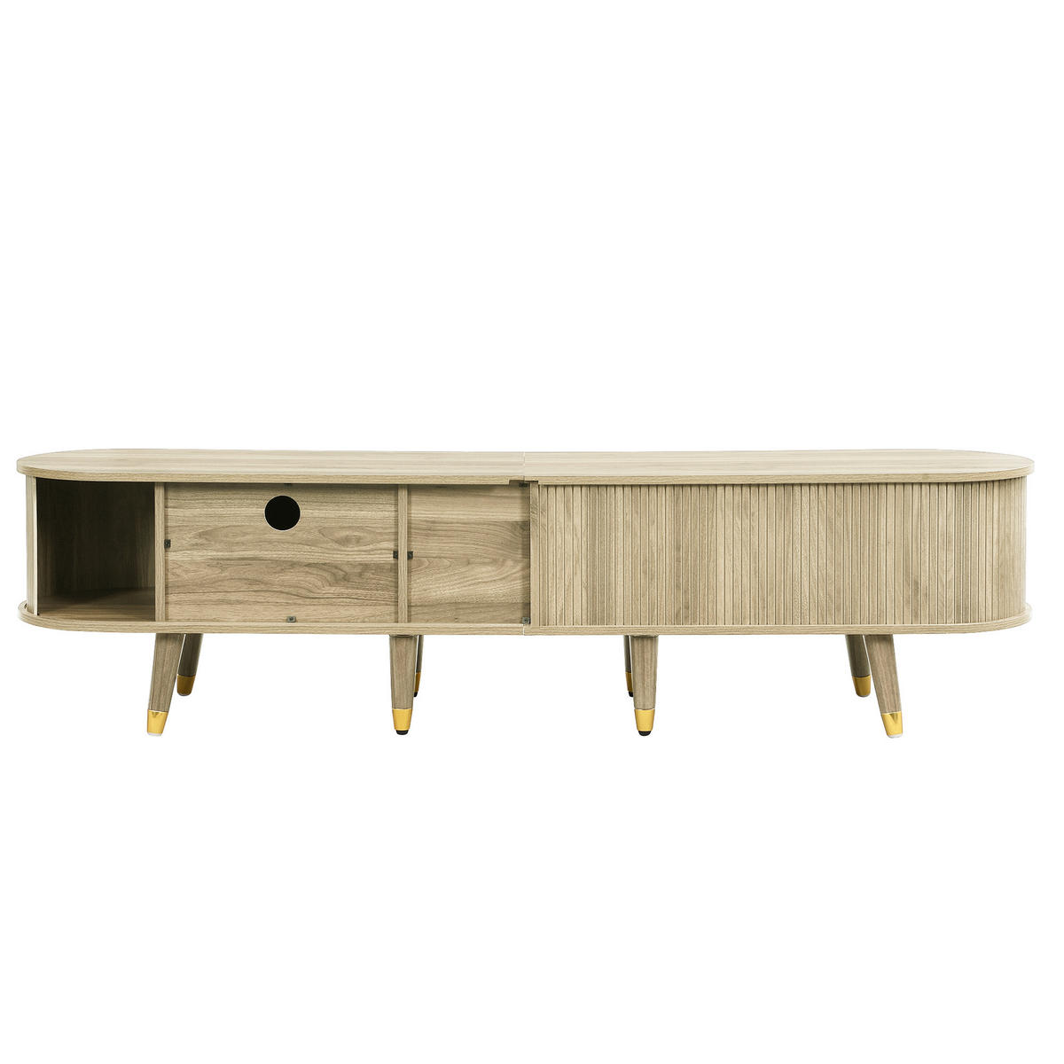 TV-ELEMENT 175 cm Eichenoptik MDF mit Schiebetür und Goldakzenten - Eichefarben, Holzwerkstoff (38/45/175cm) - Korfee