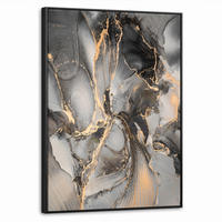 LEINWAND Bilder mit Rahmen - Grau - Luxus - Gold - Marmor - 70x100 - Dunkelgrau, Textil (70/100cm) - MuchoWow