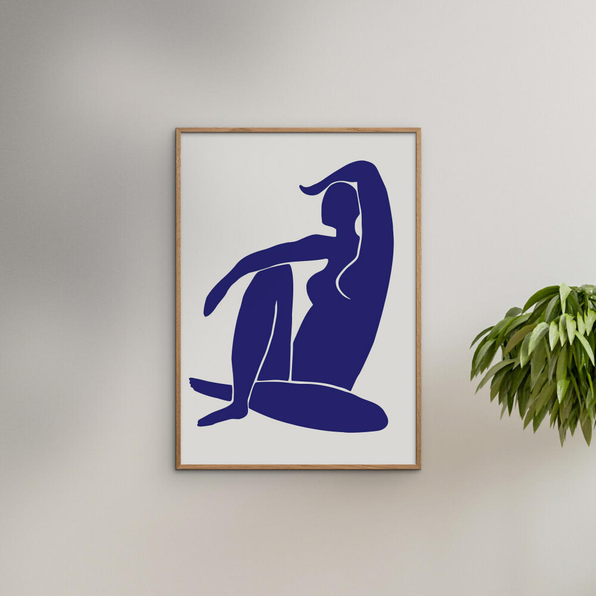 POSTER mit Rahmen Affordable Art Prints - Figure Bleu - Blau/Eichefarben, Holz/Papier (50/70cm) - Poster&Frame