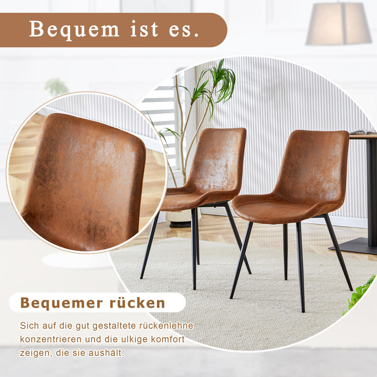 JÍDELNÍ ŽIDLE ergonomické (sada 4 ks), technická látka, čalouněné s kovovými nohami - hnědá, textil (50/83/47cm) - Urban Meuble