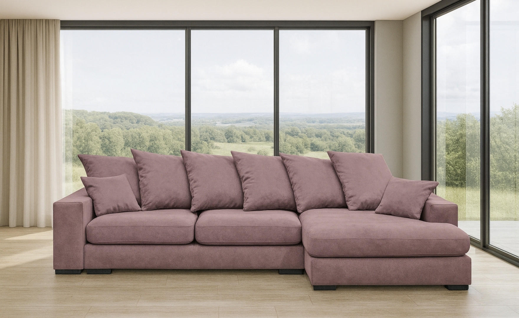 ECKSOFA Mit Schlaffunktion Und Bettkasten Couch L-form Gabon Stoff Riviera Rechts Lila - Lila, Holz (285/155cm) - Kaiser Möbel