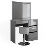 SCHMINKTISCH Sherry Grau 90 cm mit LED Spiegel und Hocker - Grau, Holzwerkstoff (90/75/40cm) - Vicco