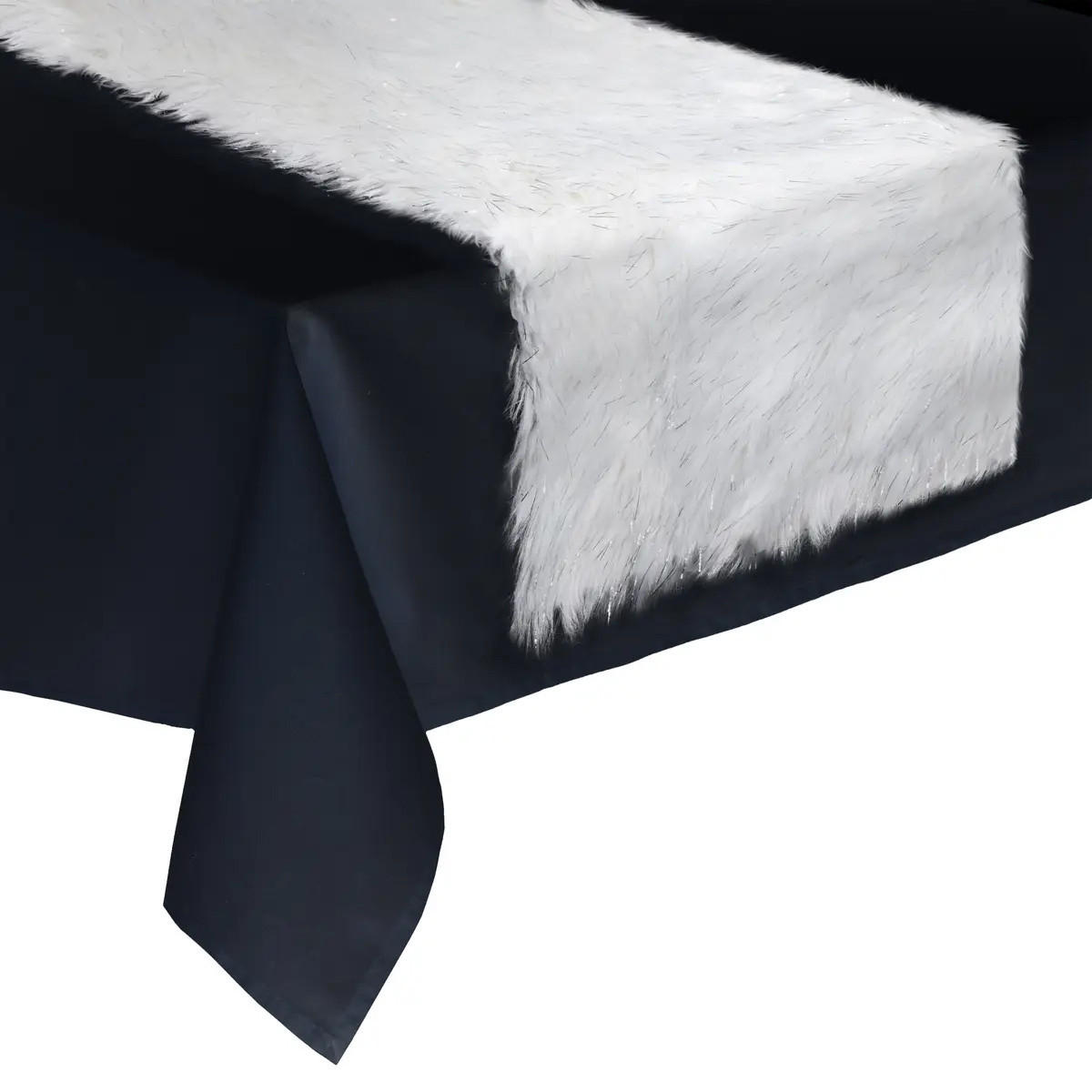 TISCHLÄUFER Kunstfell 45/150 cm - Weiß, Kunststoff (150cm) - Atmosphera Createur d´interieur