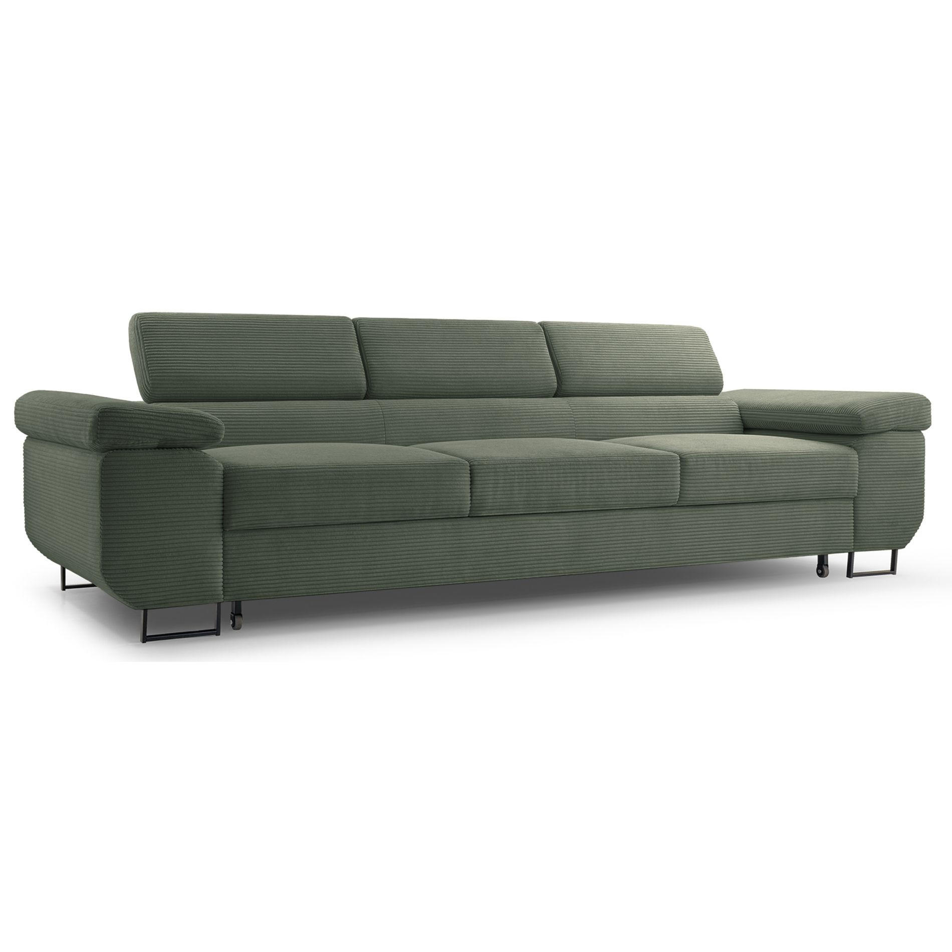 3-SITZER SOFA Capurso Olivgrün Cord - Schwarz/Olivgrün, Textil/Metall (274/90/98cm) - Selsey