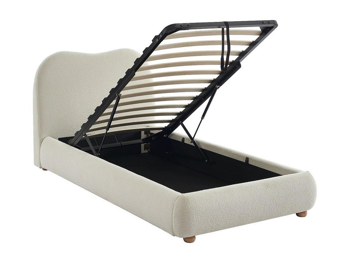 BETT mit Bettkasten - 1 Person - stoff - weiß Vanari - Weiß, Textil (90/200cm) - Vente-Unique