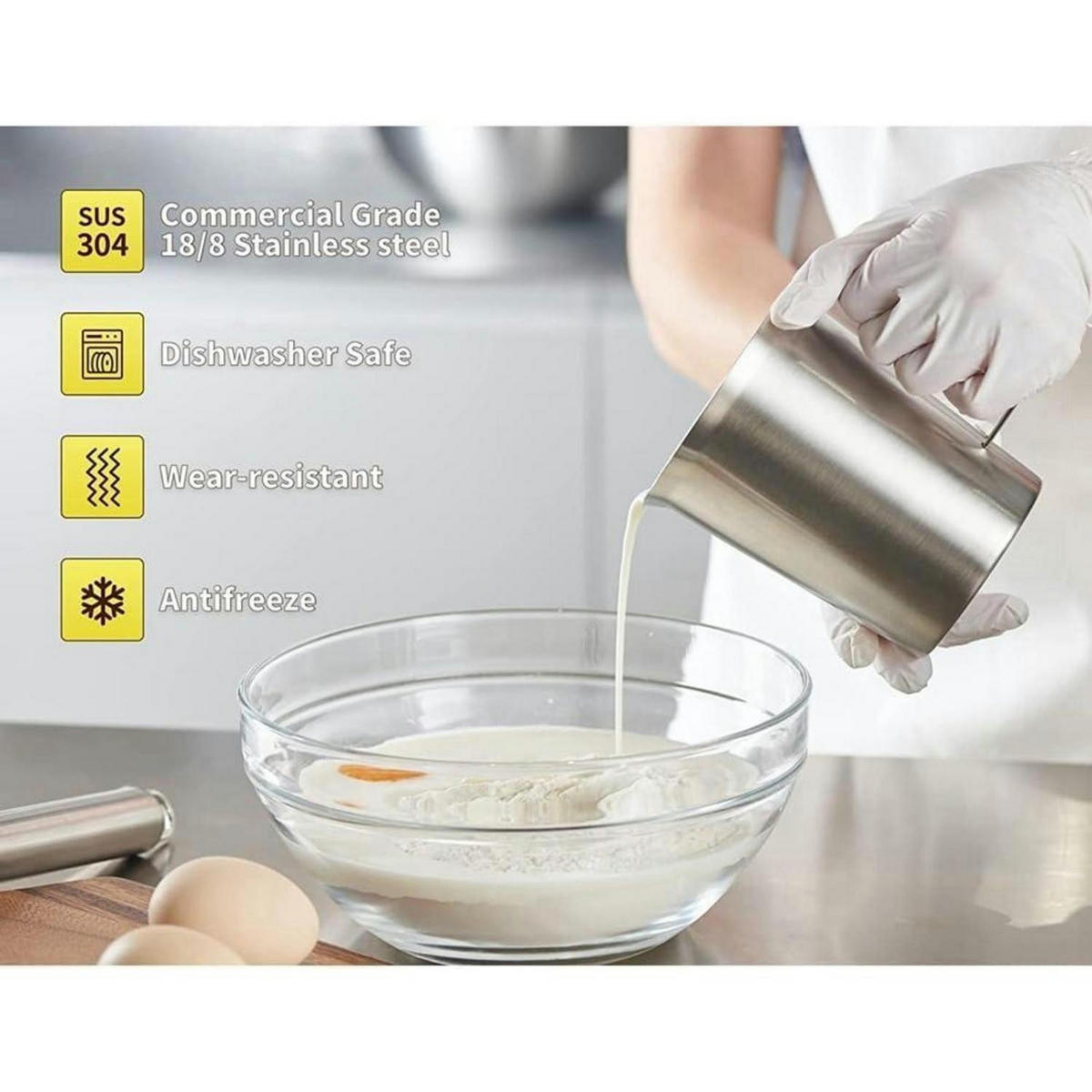 MESSBECHER Edelstahl 500 ml - Silberfarben, Metall (0.5L)