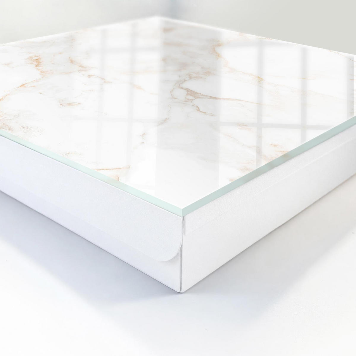 SCHLÜSSELBOX Weiß 30x30 cm – Türöffnung nach rechts - Die Eleganz des Marmors - Weiß, Metall (30/30/5cm) - TULUP