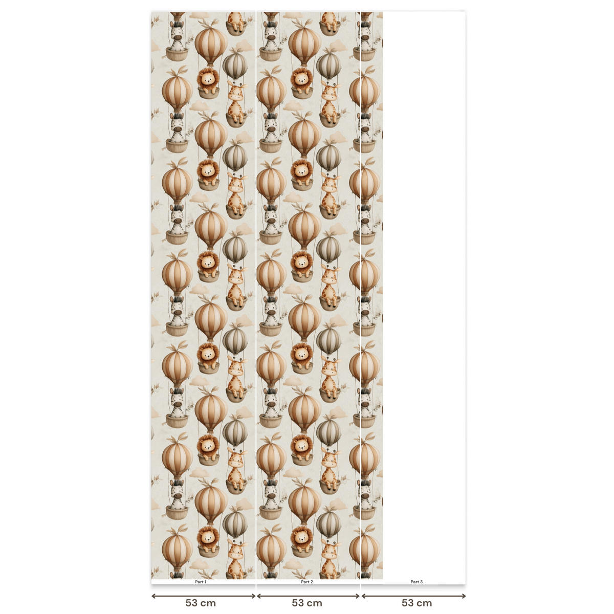 KINDERTAPETE - Safari - Heißluftballons - Taupe - 120x280 cm - Beige, Papier (120/280cm) - OnlyWow