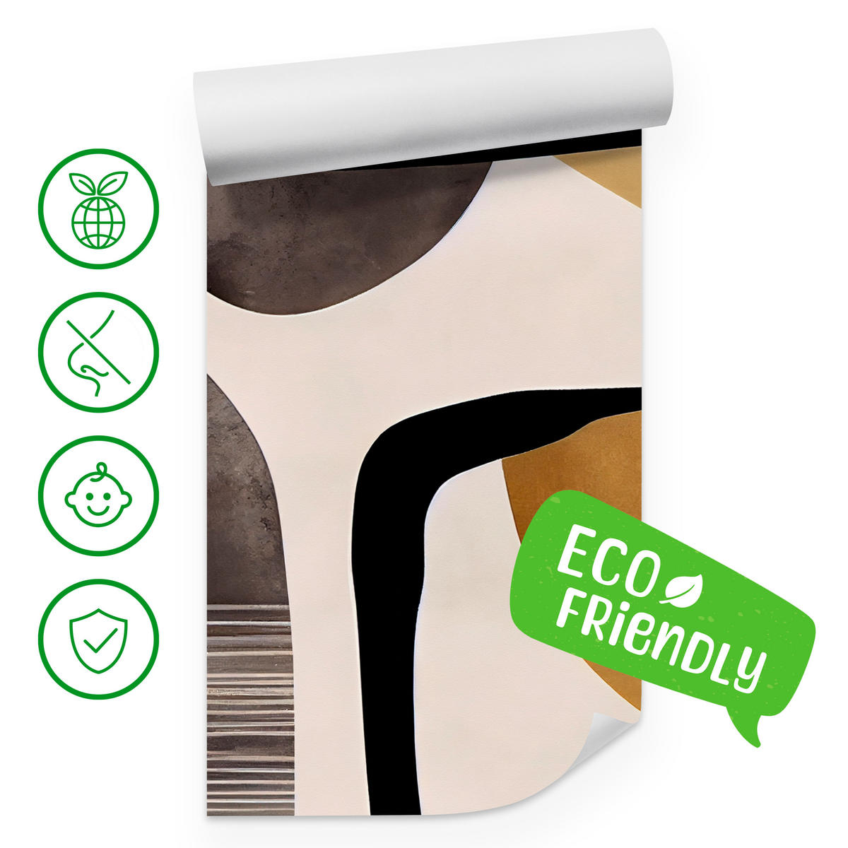 FOTOTAPETE für Wohnzimmer Retro Geometrische Formen Vintage 300x210 - Beige/Schwarz, Papier (300/210cm) - Muralo