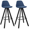BARHOCKER 2er Set Stoff Blau - Blau/Schwarz, Holz/Textil (38/99/44cm) - CLP