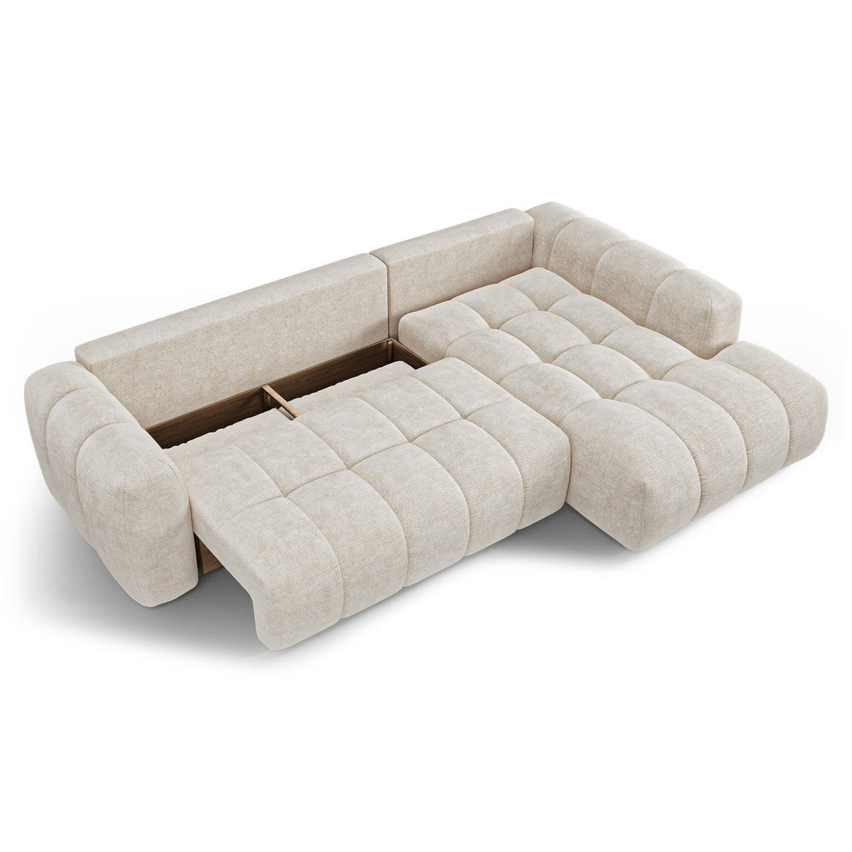 ECKSOFA rechtwinklig SKY Geprägter Samt Creme 310cm - Creme, Textil (310/180cm) - Premium Interiors