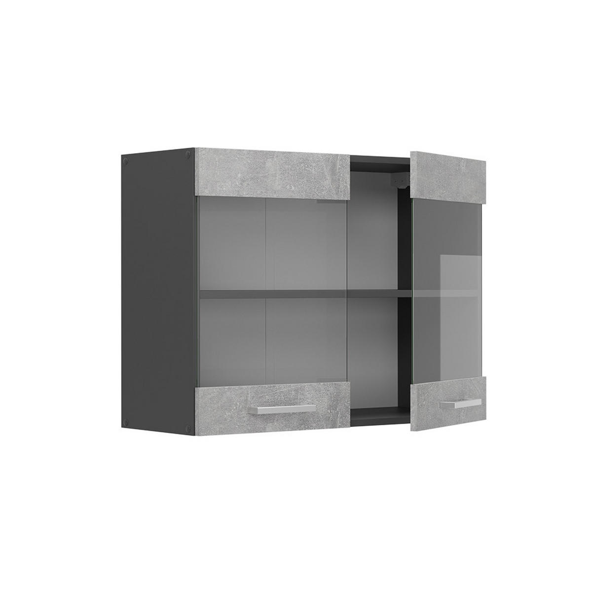 KÜCHENGLASHÄNGESCHRANK R-Line Beton 80 cm - Schieferfarben/Anthrazit, Holzwerkstoff (80/60/31cm) - Vicco