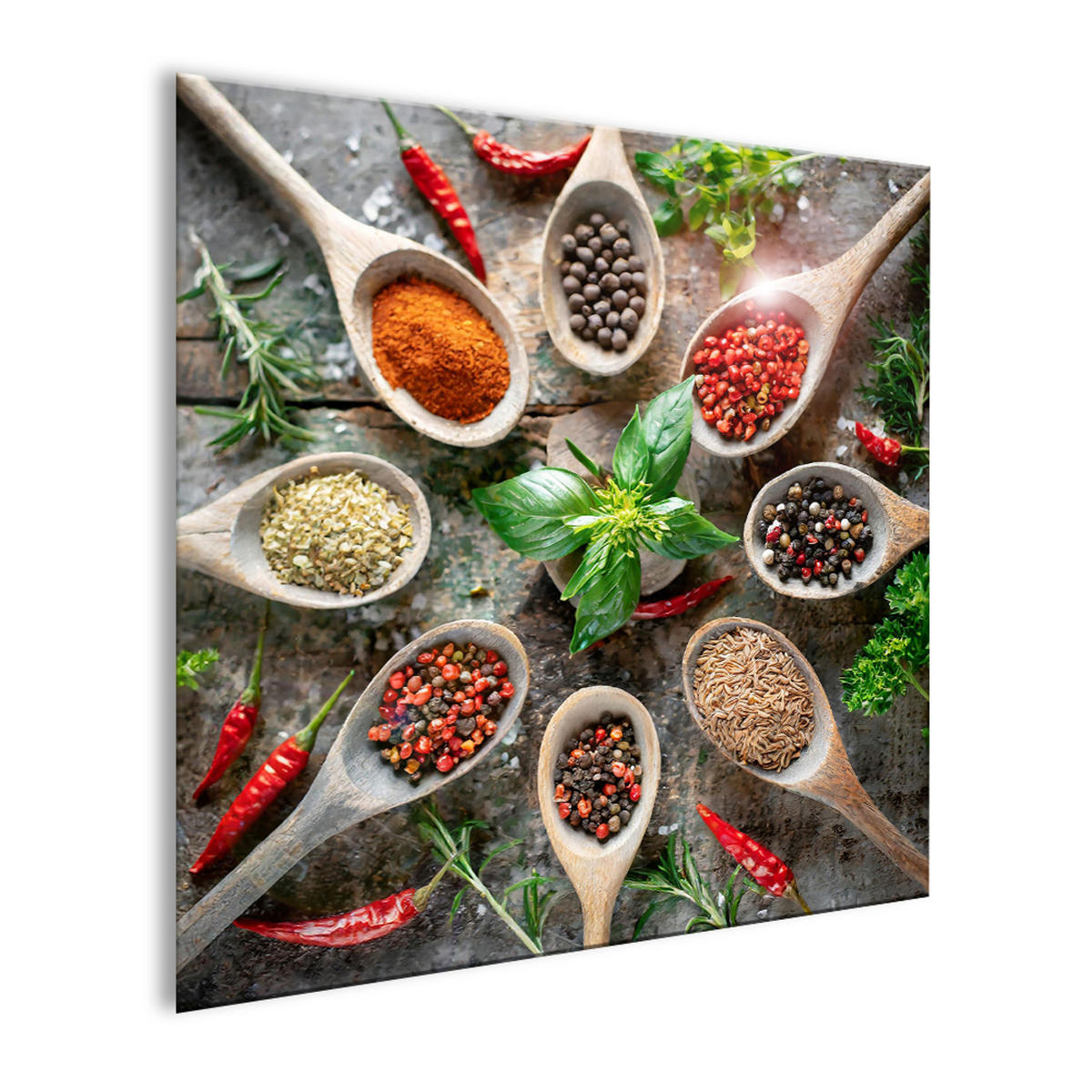 GLASBILD 30x30 cm Küche Kräuter - Gelb, Glas (30/30cm) - artissimo