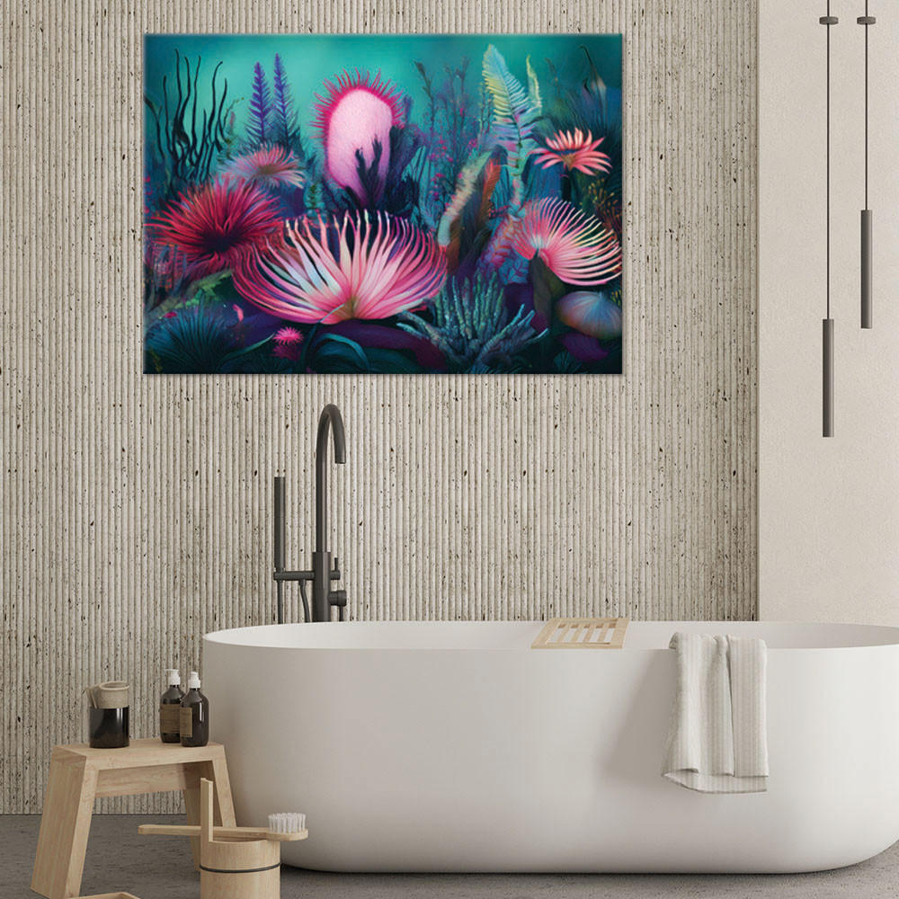 LEINWANDBILD Korallenriff Ozean Meer 100x70cm - Türkis, Textil (100/70cm) - Feeby