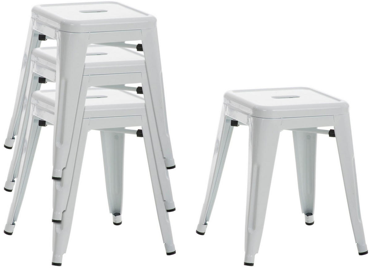 SITZHOCKER 4er Set Arvida weiß - Weiß, Metall (40/46/40cm) - TPFLiving