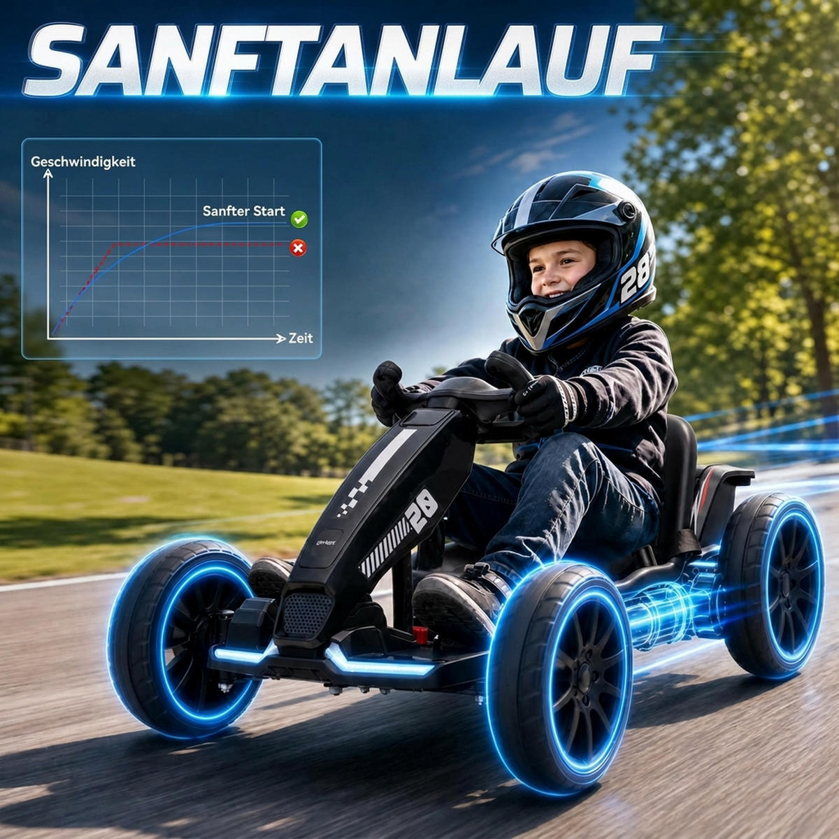 KINDER-GOKART Stahl EVA Schwarz - Schwarz, Metall (98/55.5/46.5cm) - AIYAPLAY