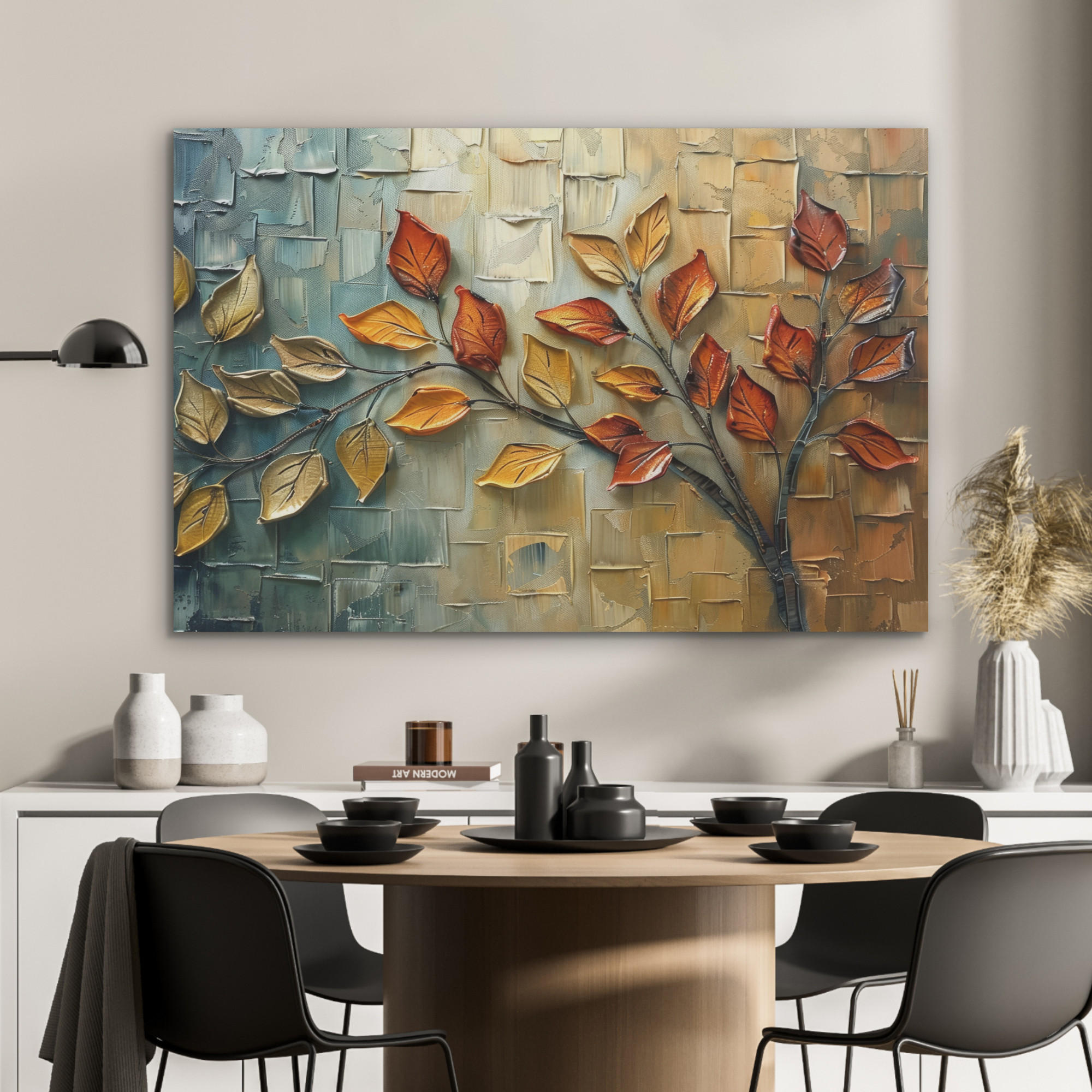 AKUSTIKPANEEL Baum - Abstrakt - Natur - Kunst 100x70 cm - Goldfarben, Textil (100/0.9/70cm) - MuchoWow