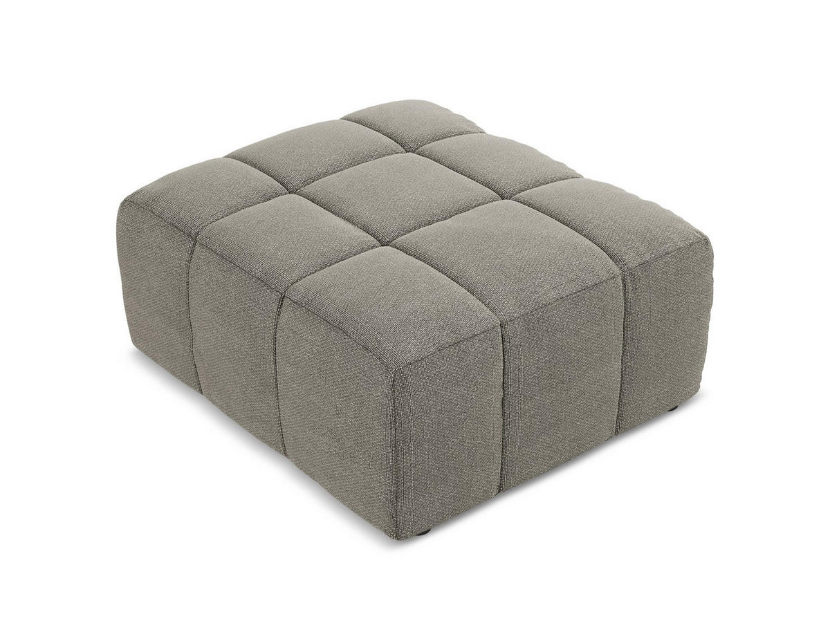 POUF Bouclé Stoff Grau - Schwarz/Grau, Holzwerkstoff/Kunststoff (75/41/90cm) - Makamii