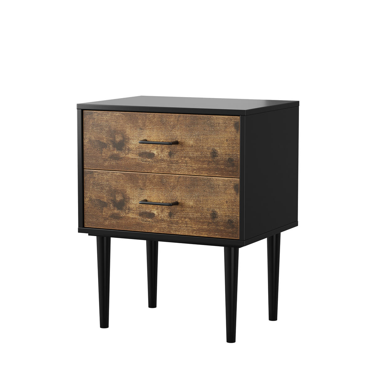 NACHTTISCH 51/38/66 cm antikbraun aus MDF mit 2 Schubladen - Braun, Holzwerkstoff (38/66/51cm) - OKWISH