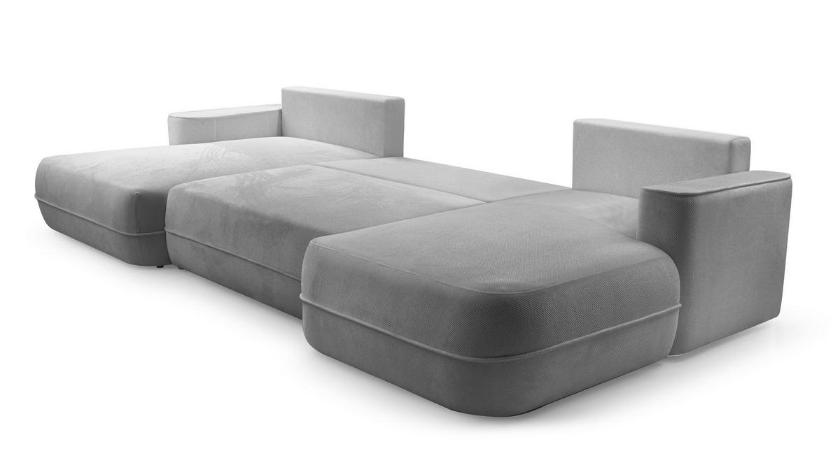 WOHNLANDSCHAFT Peoni Hellgrau 364/168/87 cm mit Schlaffunktion - Schwarz/Grau, Kunststoff/Textil (364/87/168cm) - AX Living