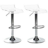 DREHHOCKER 2er-Set Transparent Neum - Transparent/Silberfarben, Kunststoff (38/60/39cm) - Beliani