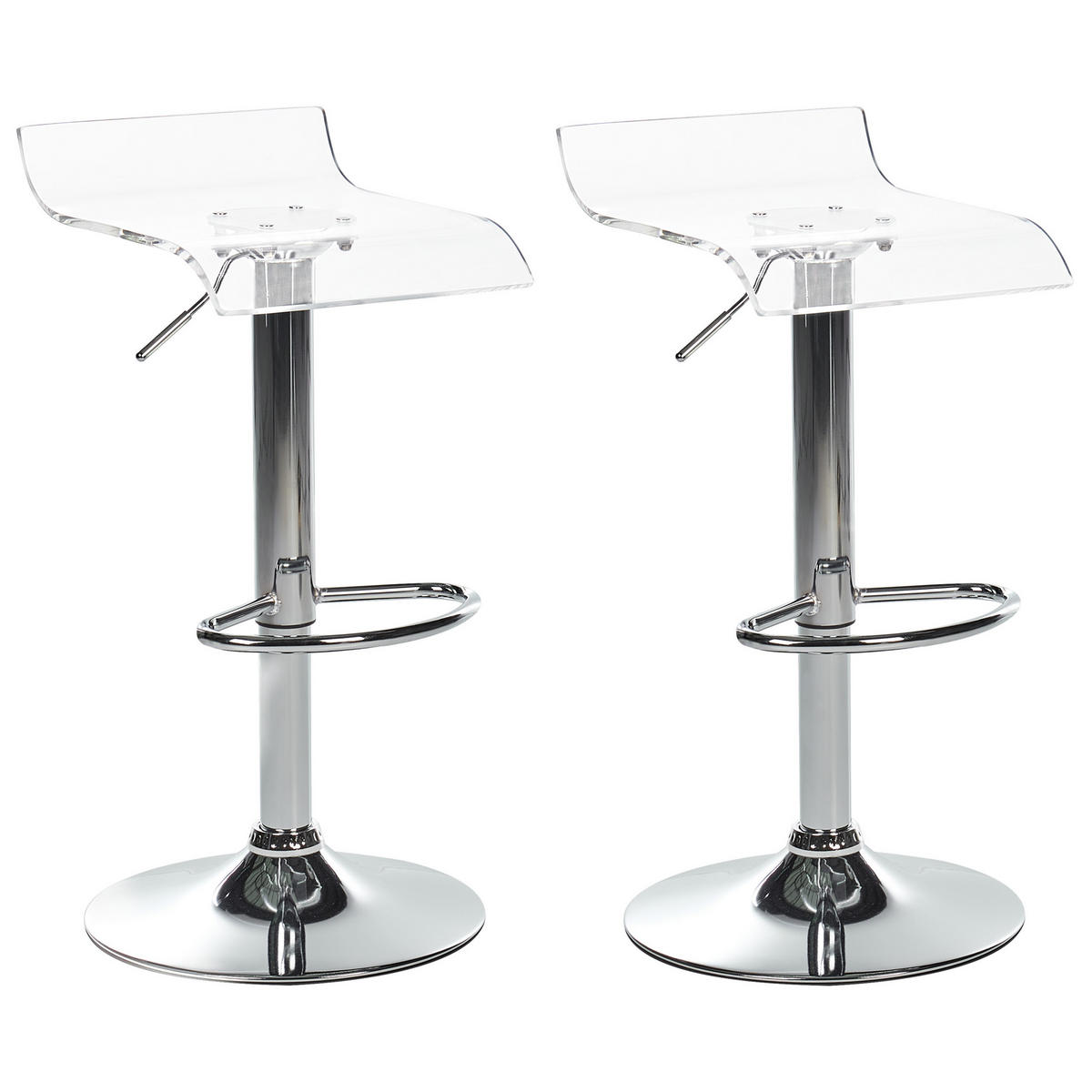 DREHHOCKER 2er-Set Transparent Neum - Transparent/Silberfarben, Kunststoff (38/60/39cm) - Beliani