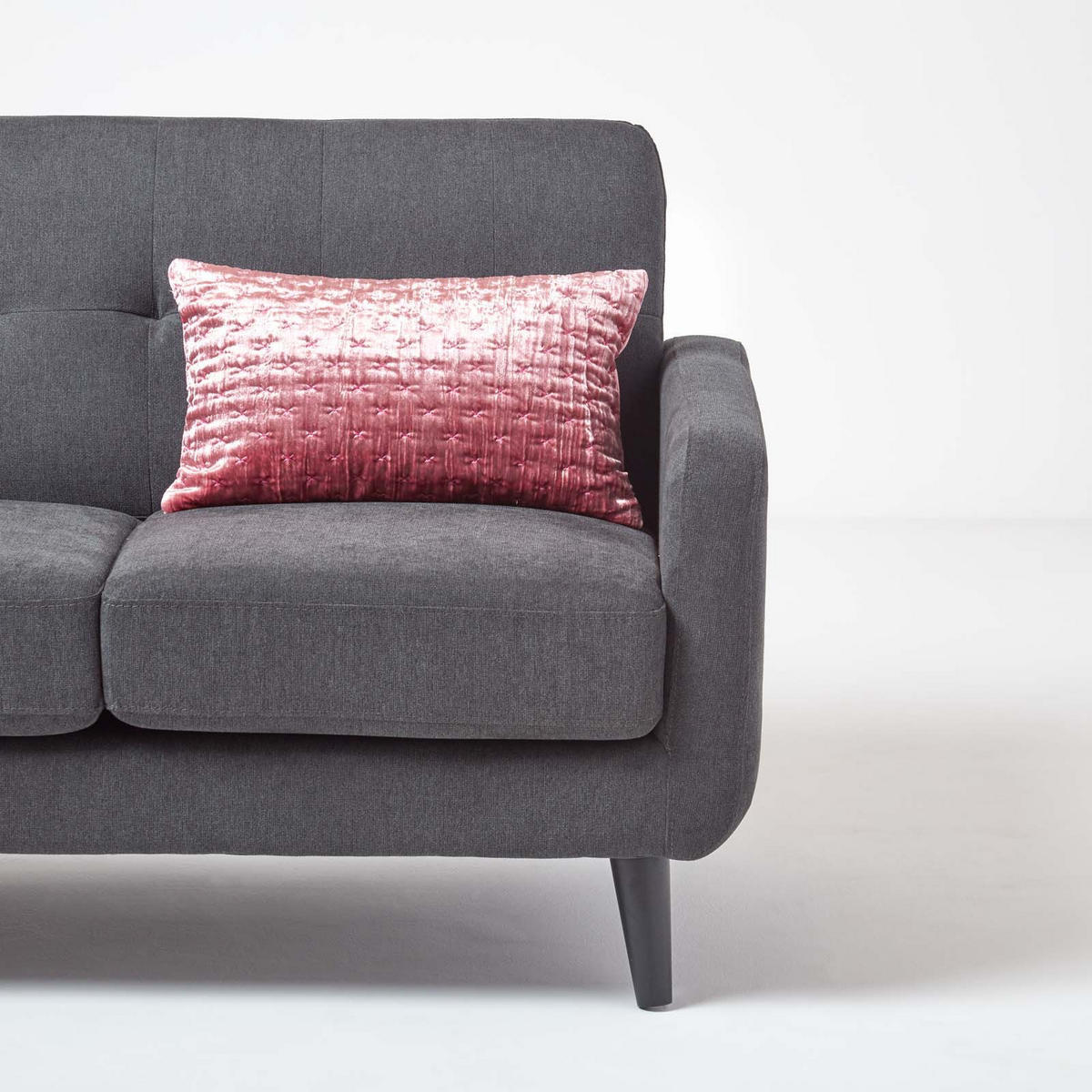 KISSENHÜLLE Pannesamt bestickt 30/50 cm - Altrosa, Textil (30/50cm) - Homescapes