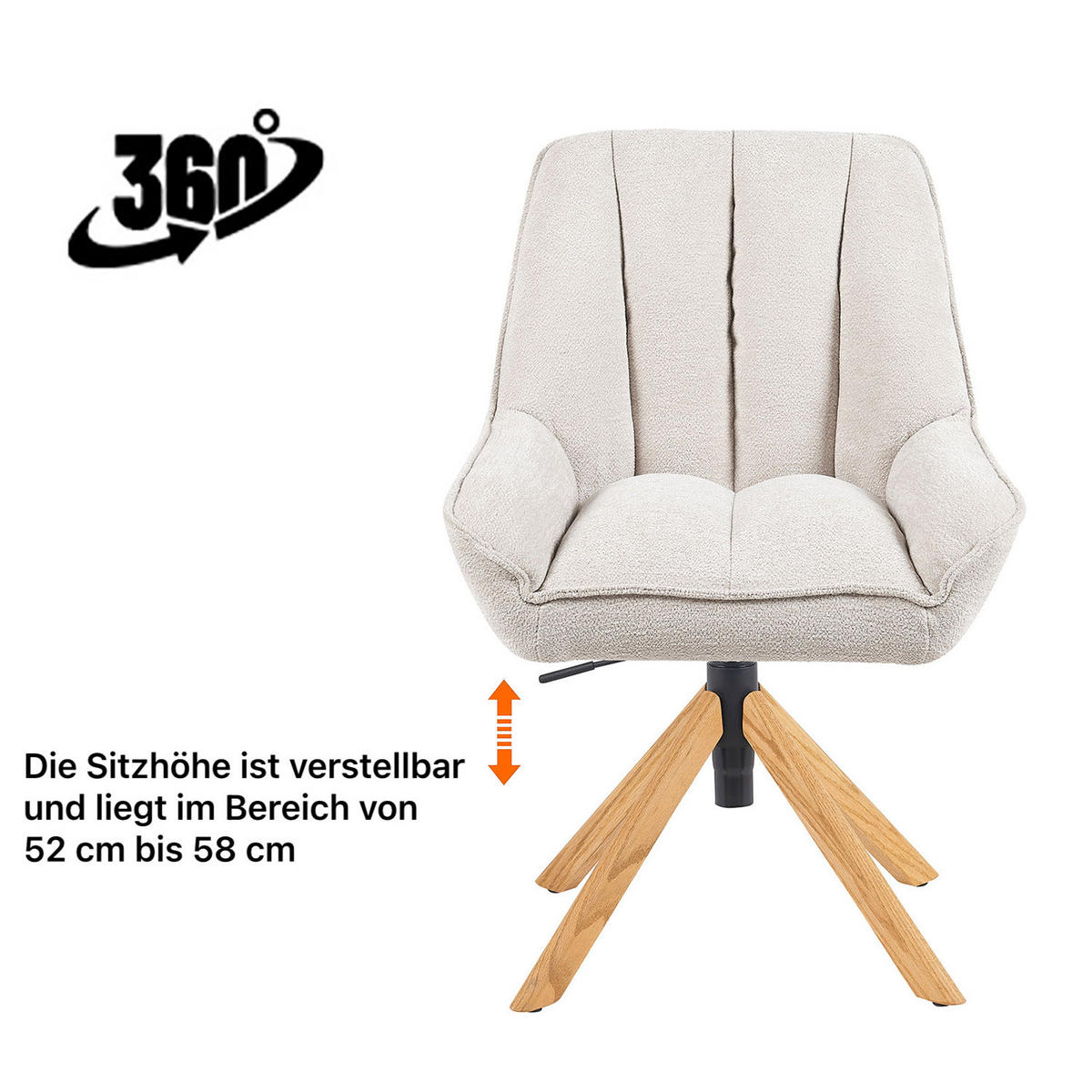BÜROSTUHL Mika-Hedi 2er-Set - Honigeiche/Creme, Eichenholz/Holz (60/89/68cm) - DUBI Möbel