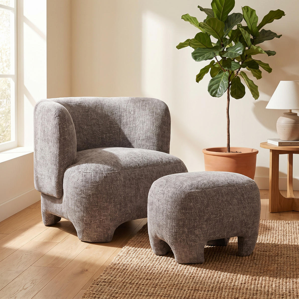 FÅTÖLJ Nazare 79 x 77 x 72 cm – grå - Grå, Textil (79/72/77cm) - ebuy24