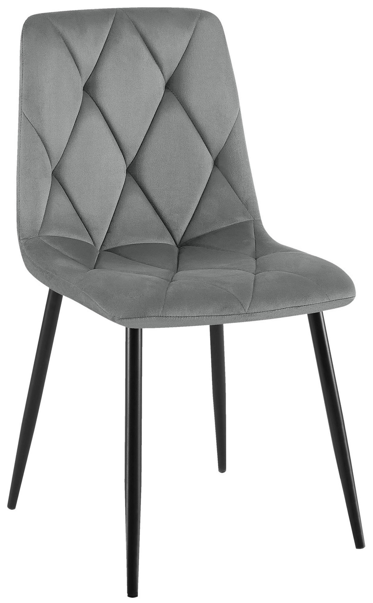 ESSZIMMERSTUHL Samt Dunkelgrau - Dunkelgrau/Schwarz, Textil/Metall (45/85/55cm) - CLP