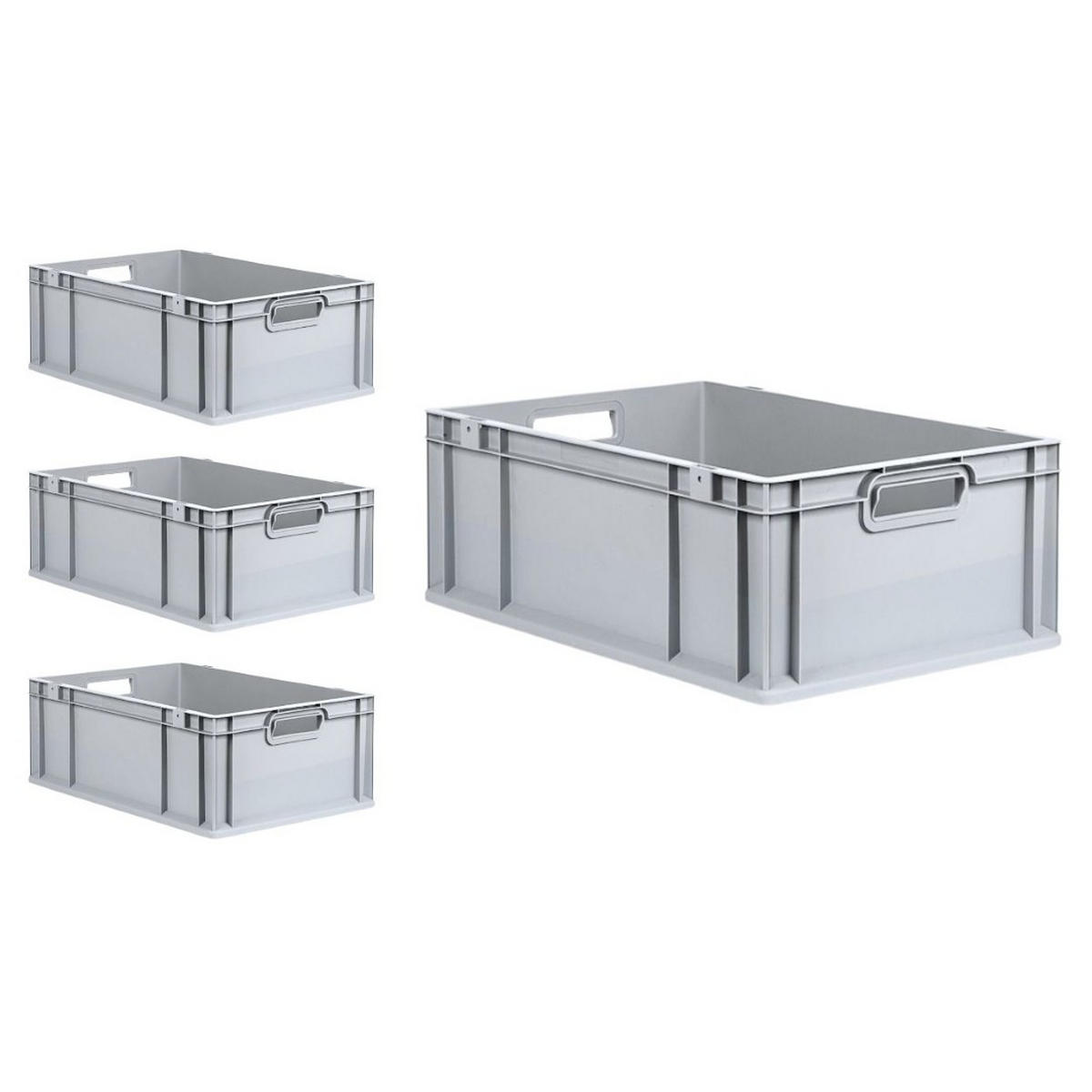 EUROBOX 4x Nextgen Economy Mit Scharnierdeckel Grau/BlauGriffe Offen 44 Liter - Blau, Kunststoff (40/22/60cm) - PROREGAL