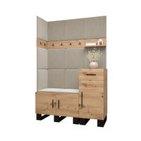 GARDEROBEN-SET 196/126/45,6 - Creme/Schwarz, Holz/Kunststoff (126/196/45.6cm) - Abiks Möbel
