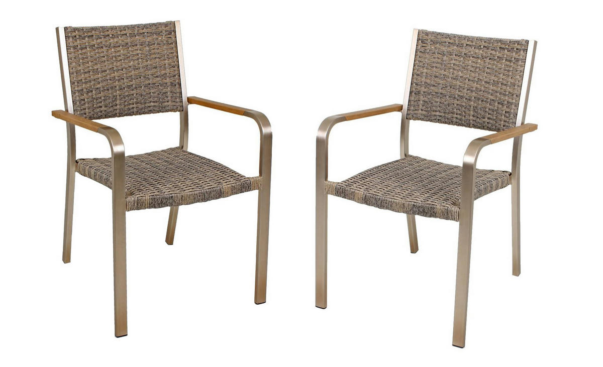 GARTEN-SITZGRUPPE Alwin 9-teilig Stuhl Klassik geschlossen Gartenmöbel-Set - Braun, Kunststoff - DELUKE