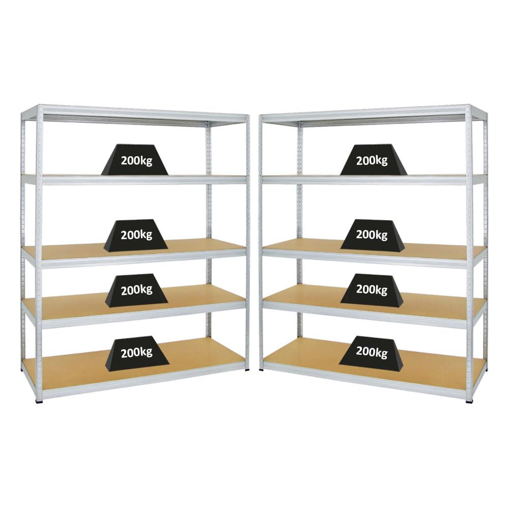 SCHWERLASTREGAL Giant Elephant 2er-Set mit 2x 180x150x60 cm Fachlast 200 kg Verzinkt - Silberfarben, Metall (300/180/60cm) - PROREGAL