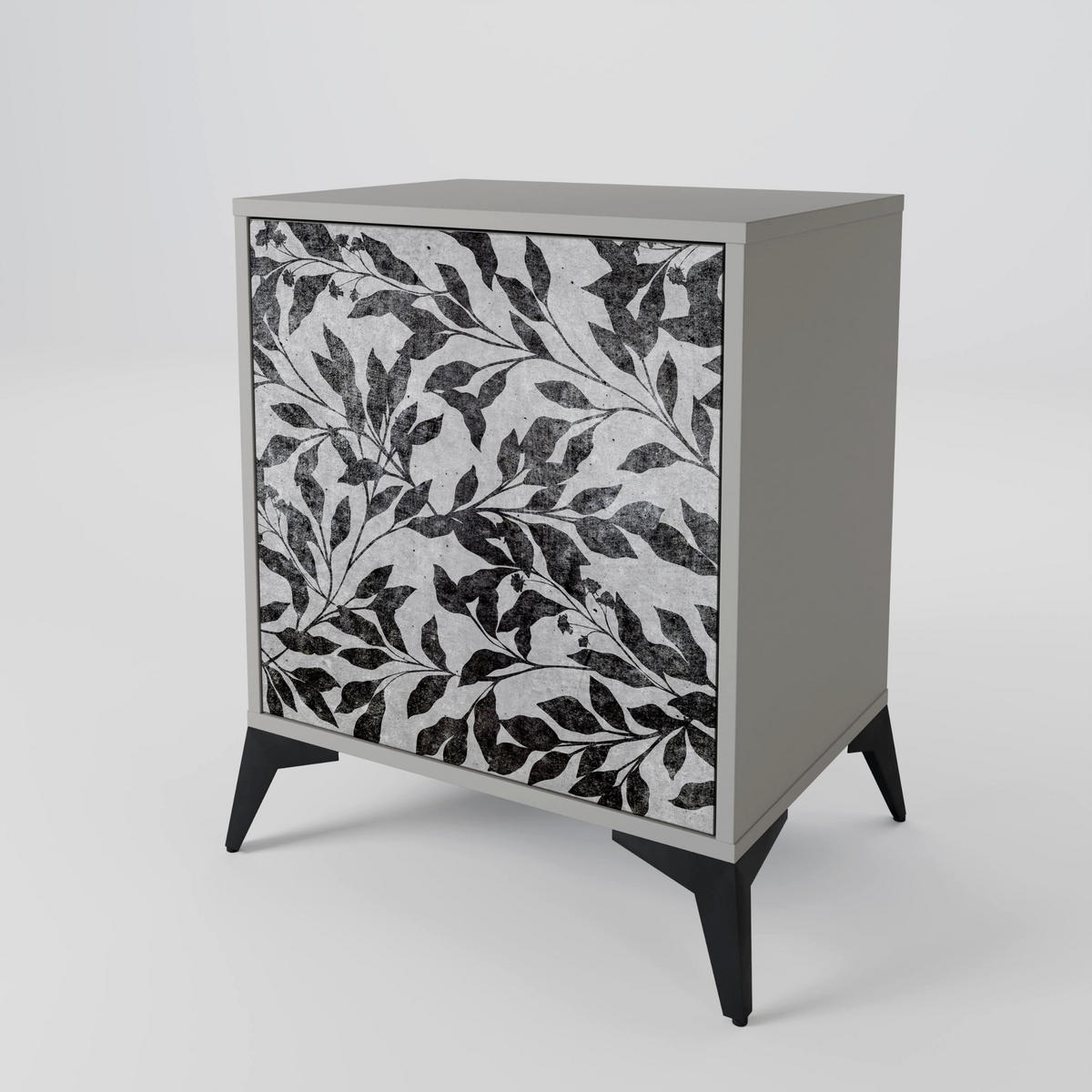 SIDEBOARD CHARCOAL SPROUT, Grau, 57,5x42x67,5 cm, Schwarze Metall-Rahmenfüße - Multicolor/Schwarz, Holzwerkstoff/Metall (57.5/67.5/42cm) - SpaceRebels