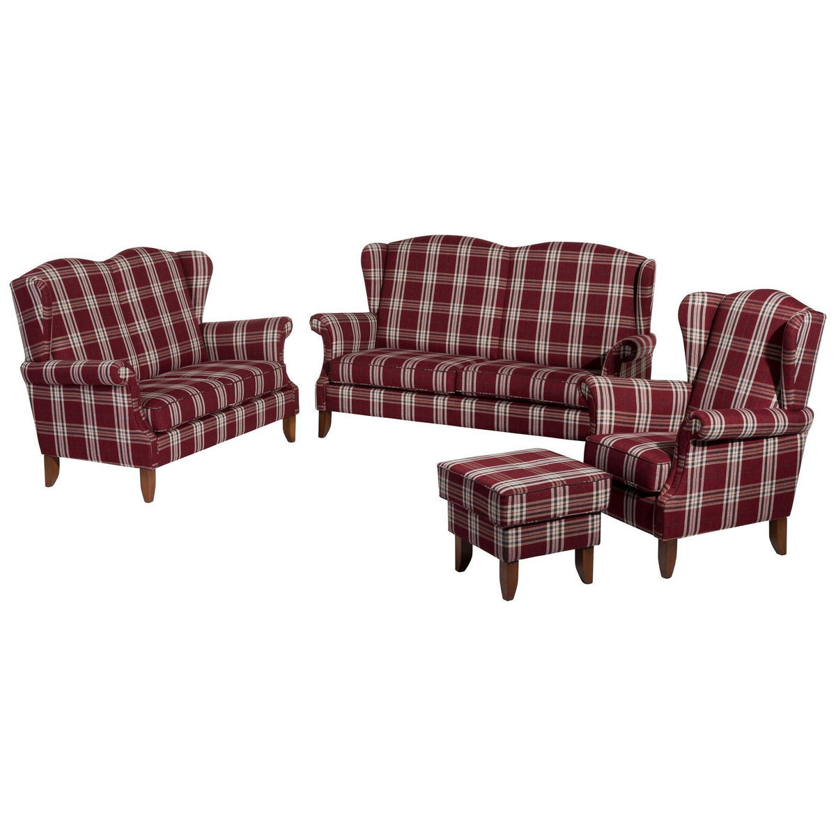 SOFA 2,5-Sitzer Katria Bezug Flachgewebe Buche nussbaum / rot - Rot, Kunststoff (193/108/86cm) - 58aufmkessel