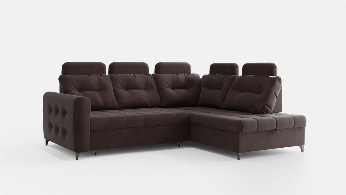 ECKSOFA Wendie - Dunkelbraun, Holzwerkstoff/Textil (250/200cm) - Fun Möbel