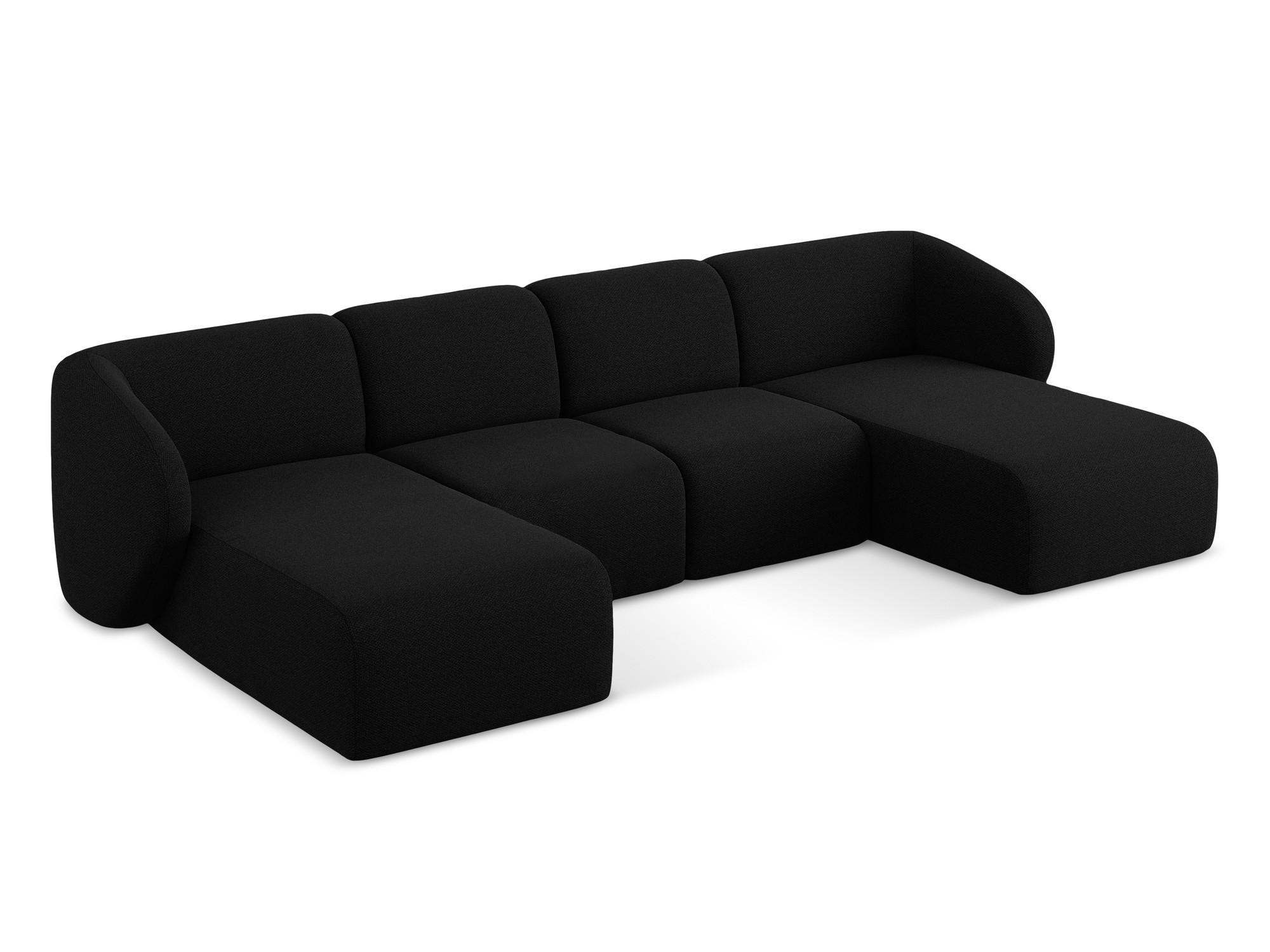 Thumbnail - Makamii Wohnlandschaft, Schwarz, Textil, Holzwerkstoff, 4-Sitzer, 370x74x170 cm, Hergestellt in Europa, Oeko-Tex®, Wohnz...