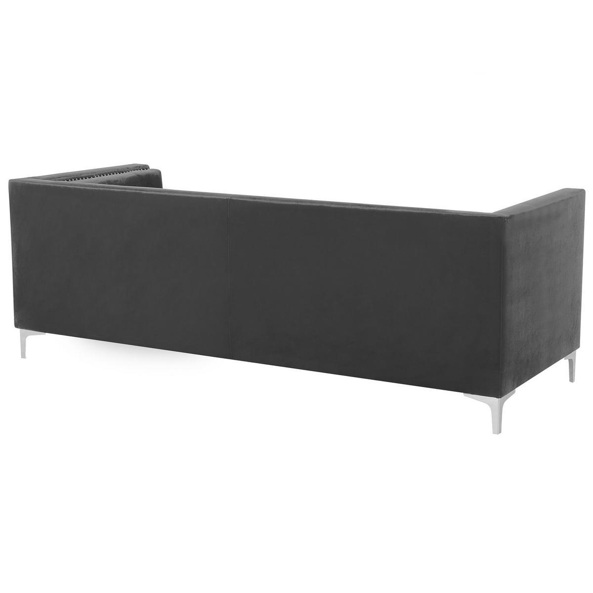 3-SITZER-SOFA Samtstoff Dunkelgrau Avaldsenes - Dunkelgrau, Textil (211/74/82cm) - Beliani