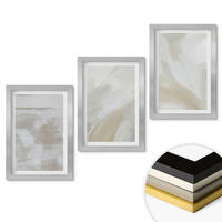 WANDBILDER 3er Set - 20x30 cm Silberner Rahmen - Abstrakte Pinselstriche - Silberfarben, Kunststoff (20/30cm) - ArtPrintCave