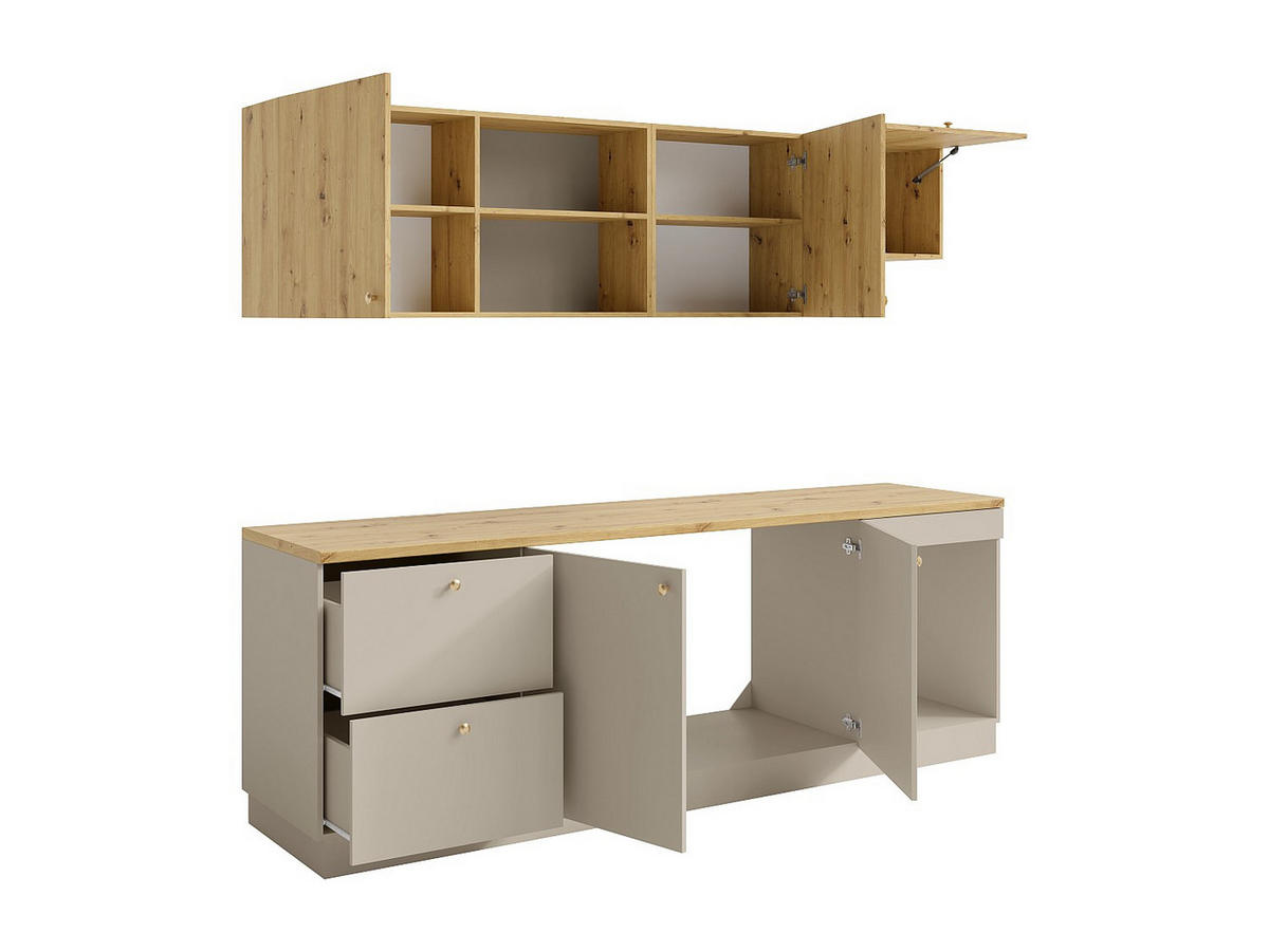 KÜCHENZEILE - 242 cm x 60 cm - holz - beige, naturfarben hell Yorina - Beige/Naturfarben, Holz (242/85/60cm) - Vente-Unique