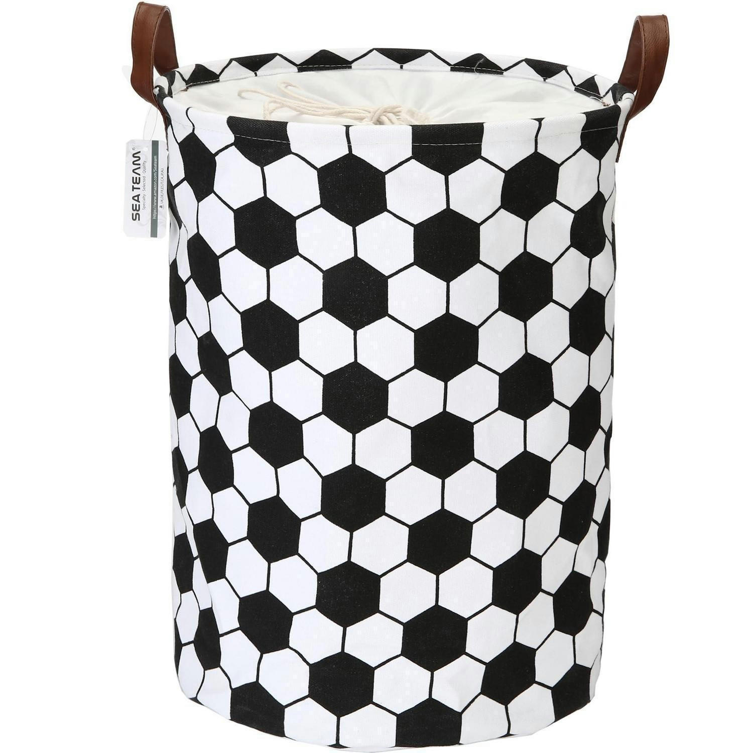 WÄSCHEKORB Fußballmuster Schwarz 45 x 35 cm - Multicolor, Textil (35/45/35cm)