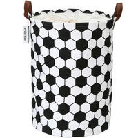 WÄSCHEKORB Fußballmuster Schwarz 45 x 35 cm - Multicolor, Textil (35/45/35cm)