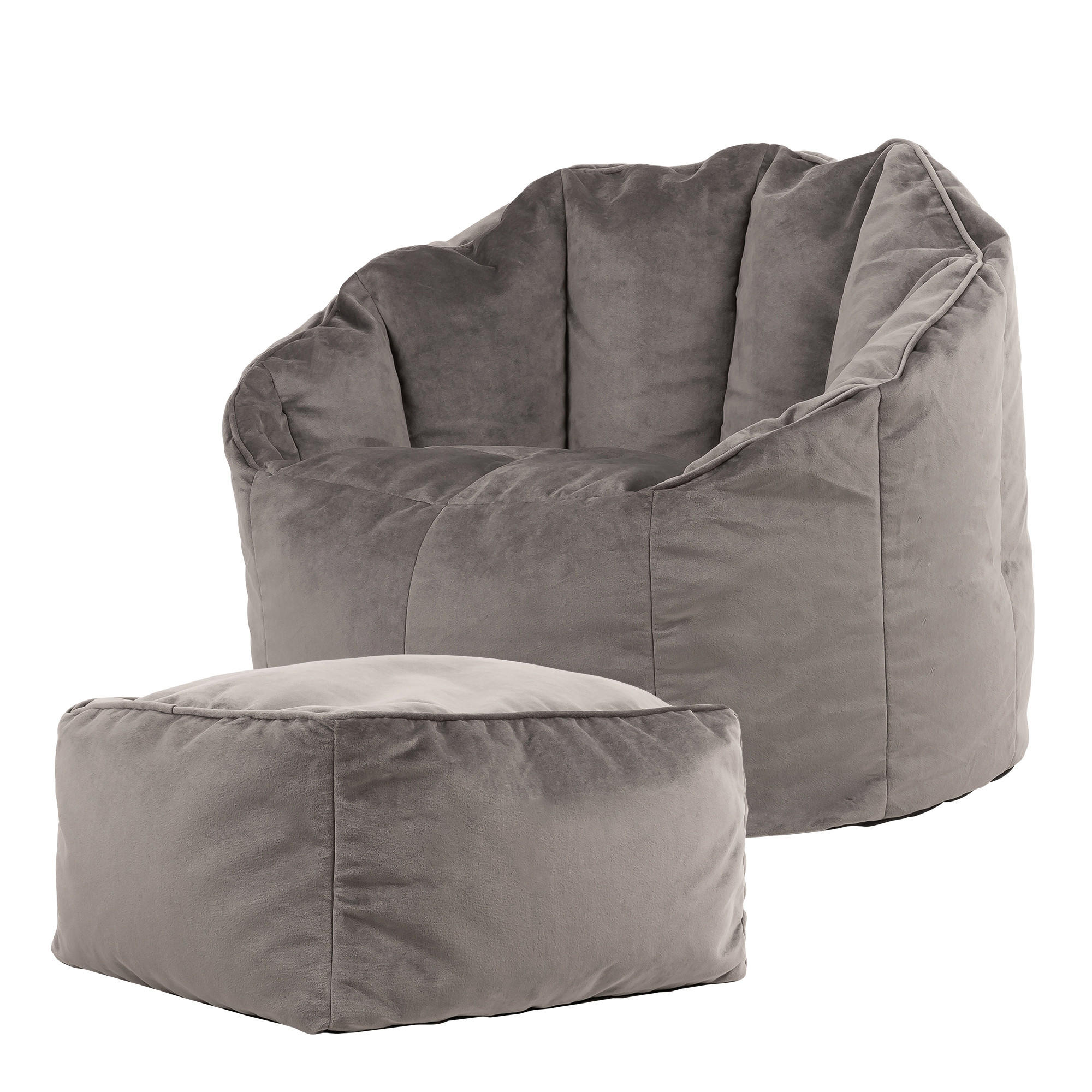 SITZSACK-SESSEL Sirena mit Hocker - Grau, Textil (77/64/74cm) - icon